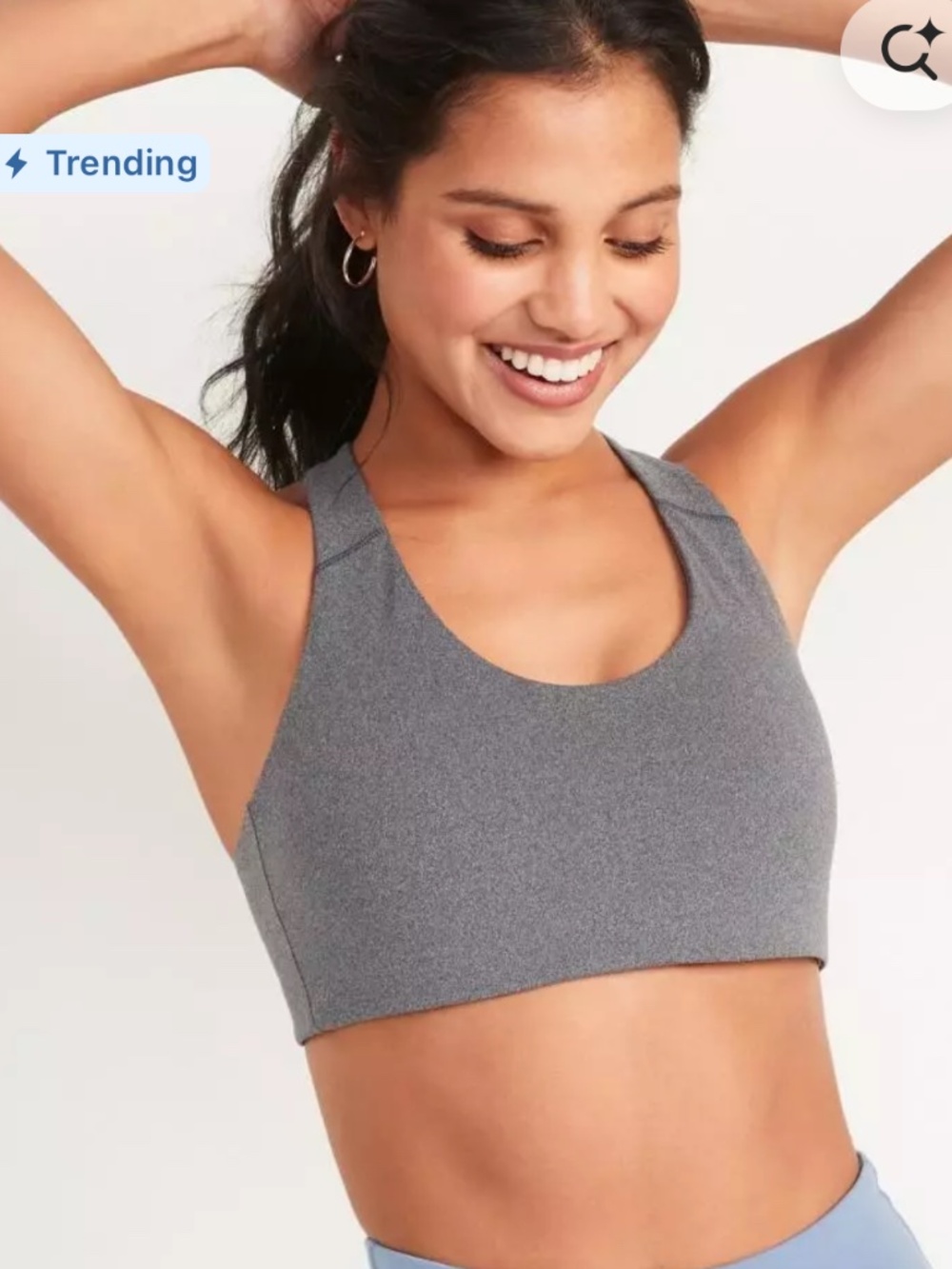 EUC Old Navy Active Medium Support PowerSoft Racerback Sports Bra Carbon Small